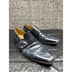 Cesare Paciotti Leather Monk Strap Slip-On Loafers Black Mens Size 7.5 US